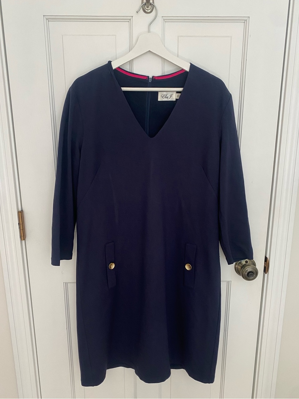 EUC- Eliza J Navy Blue 3/4 Sleeve Shift Dress, size 16